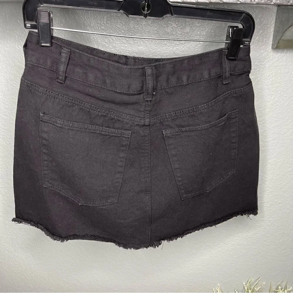 Boohoo Blue Helen Raw Hem Micro Mini Denim Black Size 8